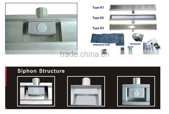 Custom rectangle stainless steel linear bathroom shower long floor drains