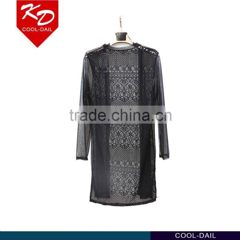 Latest lace hollow floral pattern ladies tops for leggings