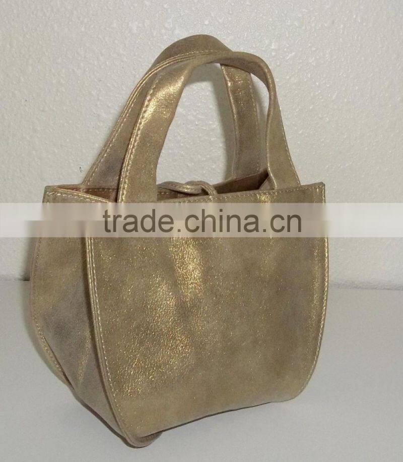 Mini gold metallic pu leather pouch bag makeup bag coin purse