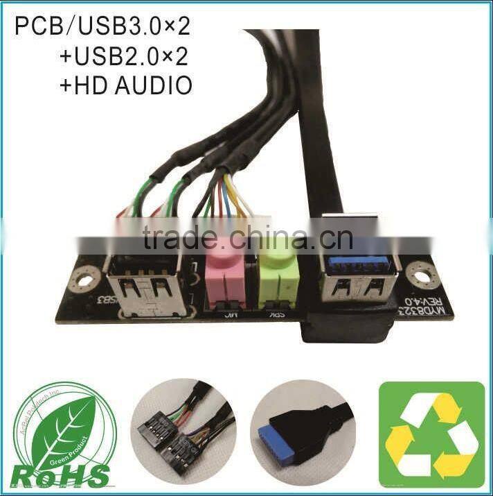 Front Panel Cable Dual USB3.0+Dual USB2.0 HD AUDIO I/O PC Board CableFor Computer With Cable