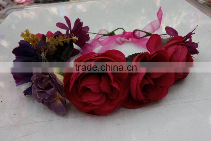 Women Girls Artificial Flower Headband Tiara Crowns Garland Wedding bride for girls