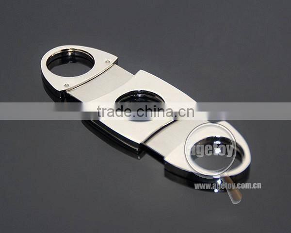 Pocket Portable Oval Cigar Scissors High Quality Silver Stainless Steel Double Blade Knife Super Sharp Metal Cigar Cutter