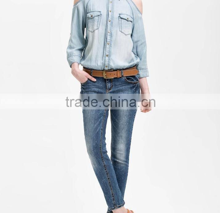 fake two pc one-piece women clothing oem customized jeans wholesale china