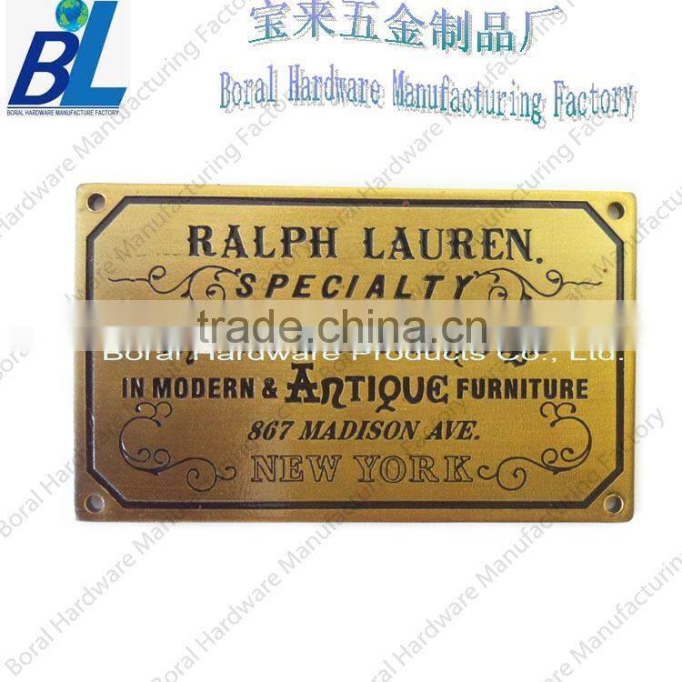 Plat antique address name plates in zinc alloy