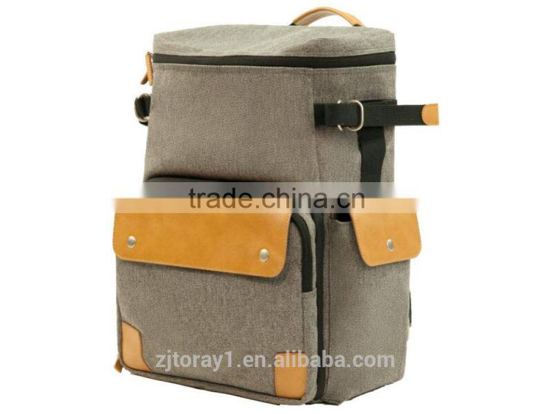Vintage Grey Canvas Camera Laptop Backpack