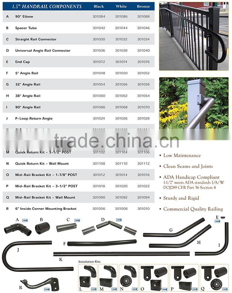 High Quality Silver Anodized Aluminum Railings