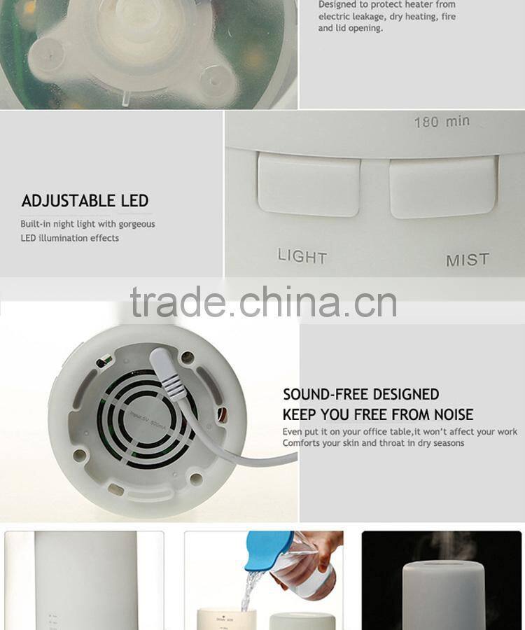 Oil Cool Mist Mini Ultrasonic Humidifier and High quality mini USB humidifier with LED night light