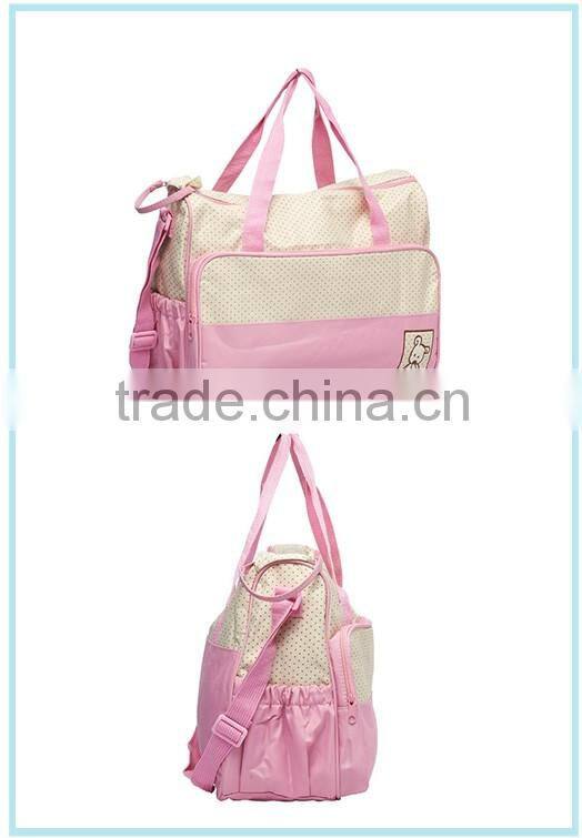 Large capacity cute diaper bags with changing pad 5 pieces set best