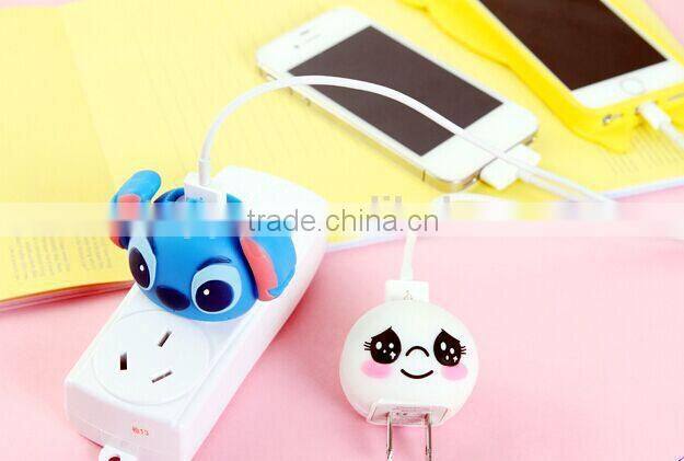 Portable Cute Cartoon usb Traval Charger for iphone Charger,Christmas Mini Gift Micro usb Home Charger Adapter