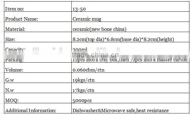 2014 new design ceramic mug with rose patterns