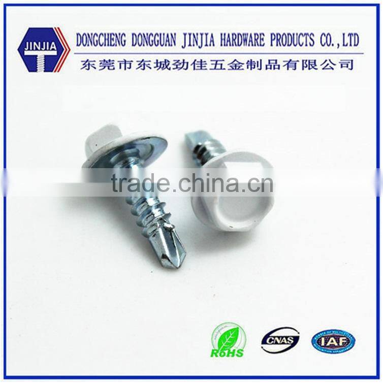 m3.5-20X13mm wafer hex head self drilling screws blue znic plated with white glue on head