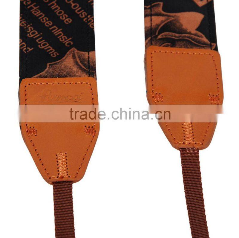 Leather Strap Shoulder Neck Blue Rose Flower Pattern For DSLR Camera LG-01