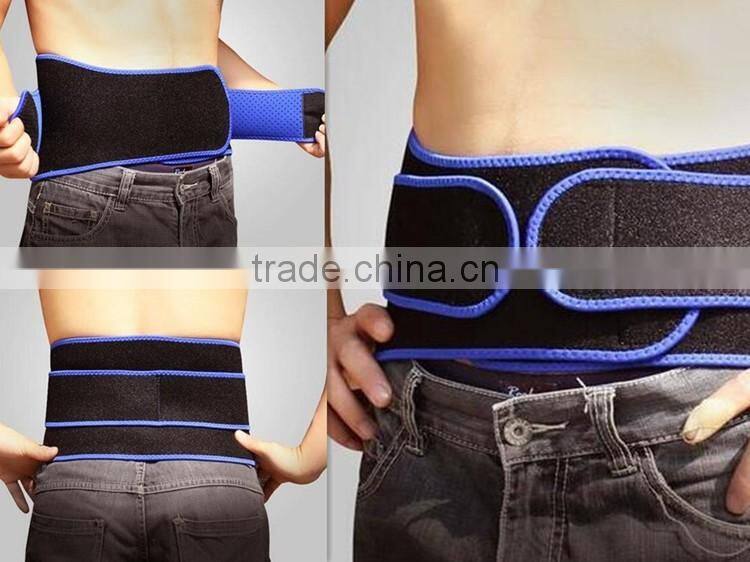 Professional Bule And Black Elastic Compression Waist Lumbar Lower Back Trimmer Support Brace Belt