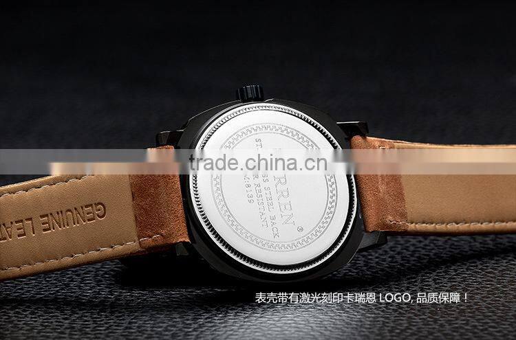 2015 waterproof Sport style Man original Curren watches Luxury Band Leather Strap quartz Clock 43mm Dial Vintage