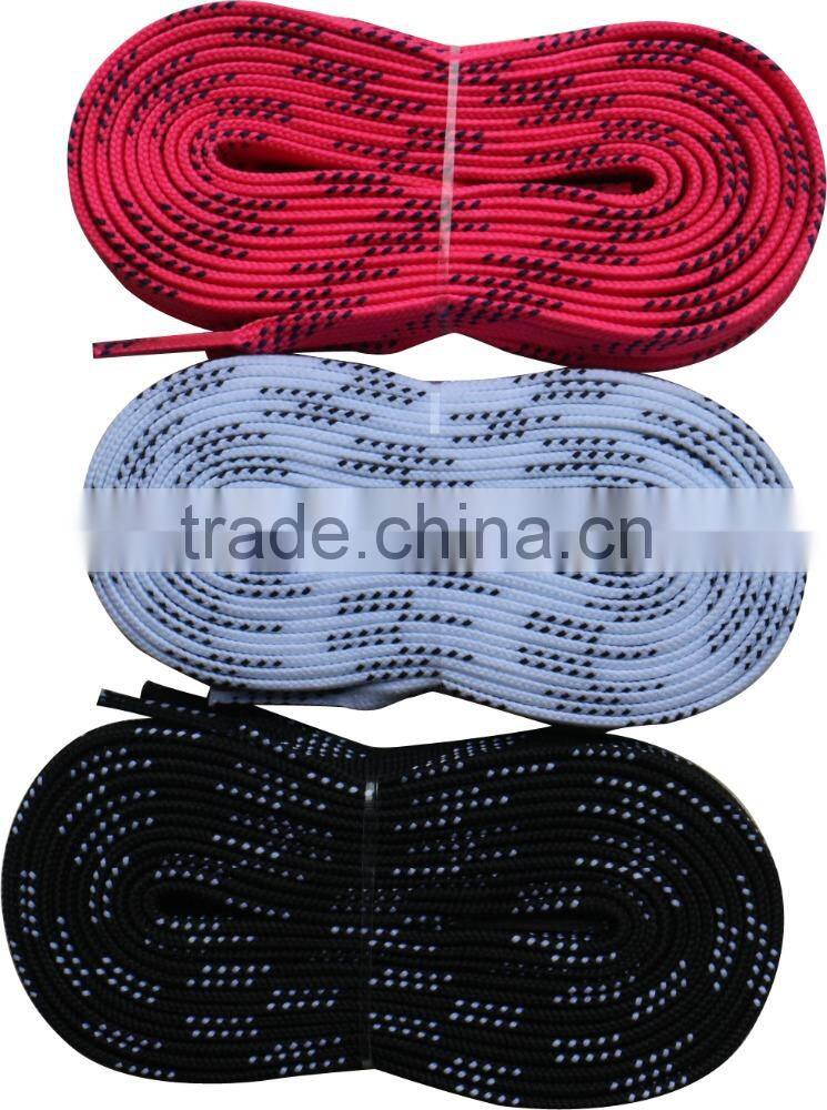 Custom hot selling polyester falt waxed non-waxed hocky shoelaces