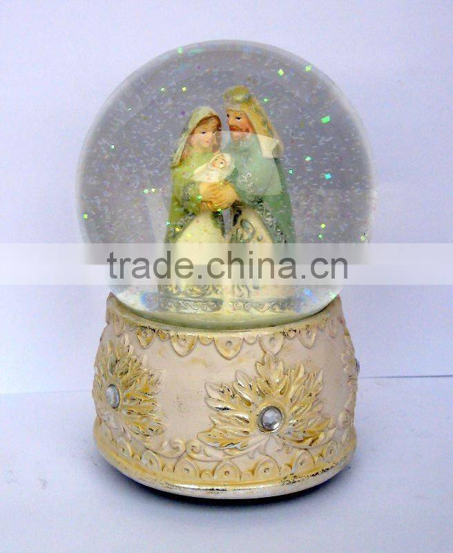 Polyresin religion holy family glasses water globe
