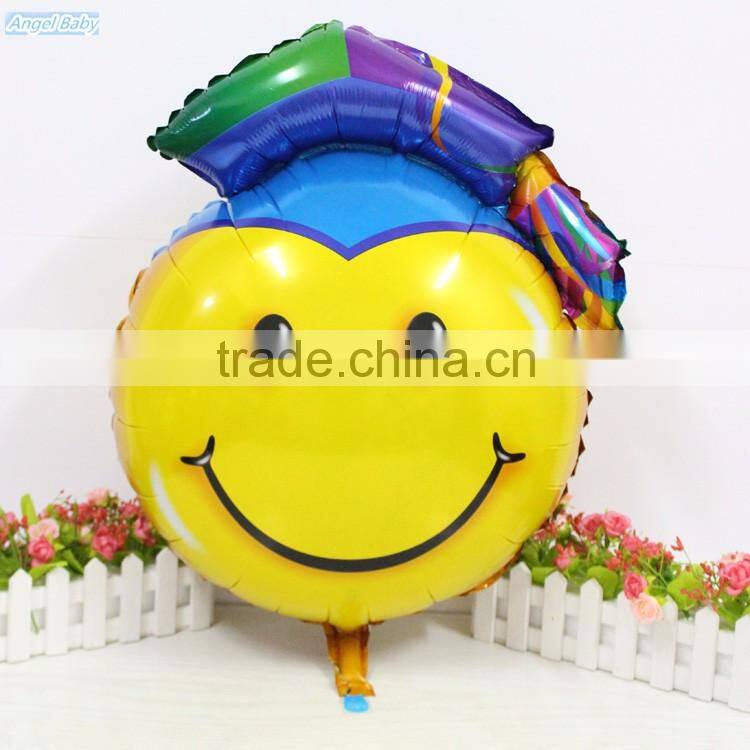 Graduate smiling face foil helium balloons for kids birthday decoration