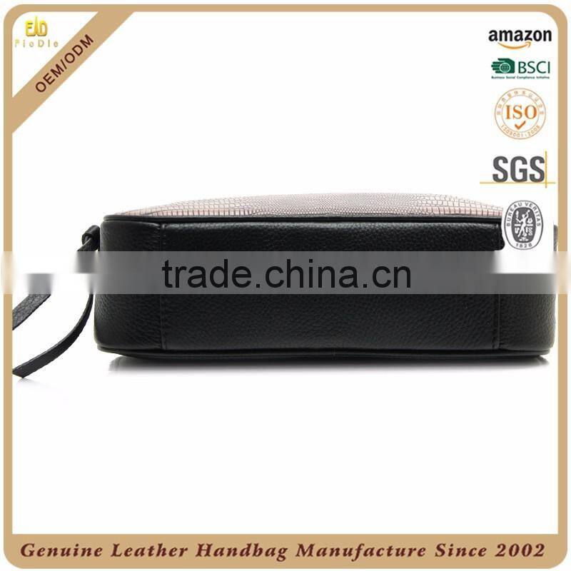 CSS1496-001 2016 Newest Chinese Manufacturer Made Lady Metal Genuine Leather Lizard Grain Coss body Handbag