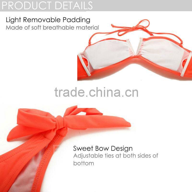 RELLECIGA Extreme Bikinis Swimwear - Neon Orange Bandeau Sexy bikini with an Open "V" Wire at Center Front