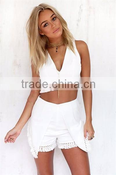 latest fashion women shorts and top sexy two pieces beach party wear
