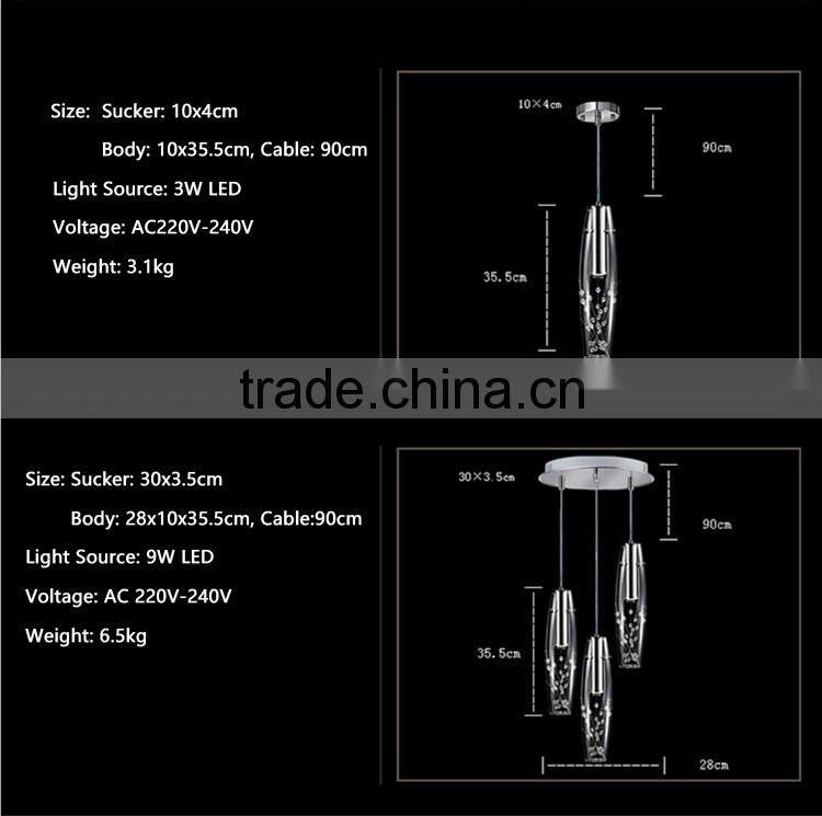 Hot Selling 1/3/4/6/9/12 Heads Glass Pendant Lamp 220V Pendant Hanging LED Lights