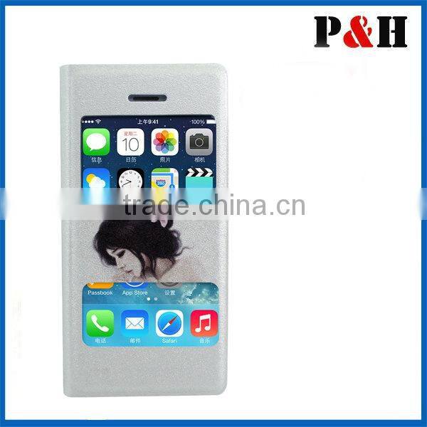 New flip scuttle case color printing leather case for iphone 5 mobile phone case