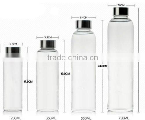 Different Sizes Clear Screwed Cap Water Glass Bottle
