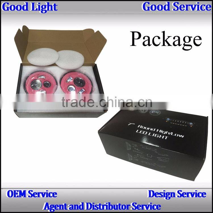 2016 Hot sales 7inch led j-eep wrangler headlights 40w pink base high beam 12v for J-eep cars