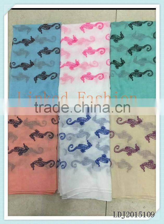 2015 Women Ployester Long Soft Hippocampus Scarf Wraps Shawl
