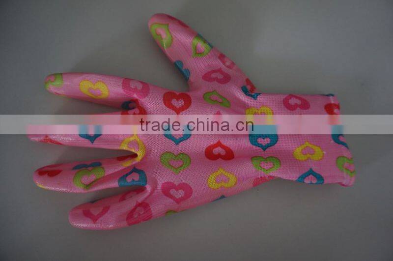 Polyester Shell Nitrile Coated Women Garden working gloves
