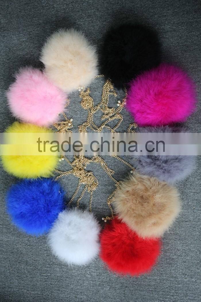 Dyed color women fashion feather fur bag turkey feather shoulder bag