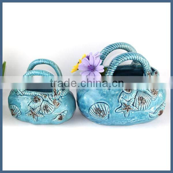 Fancy antique christmas decorative flower basket vase ceramic