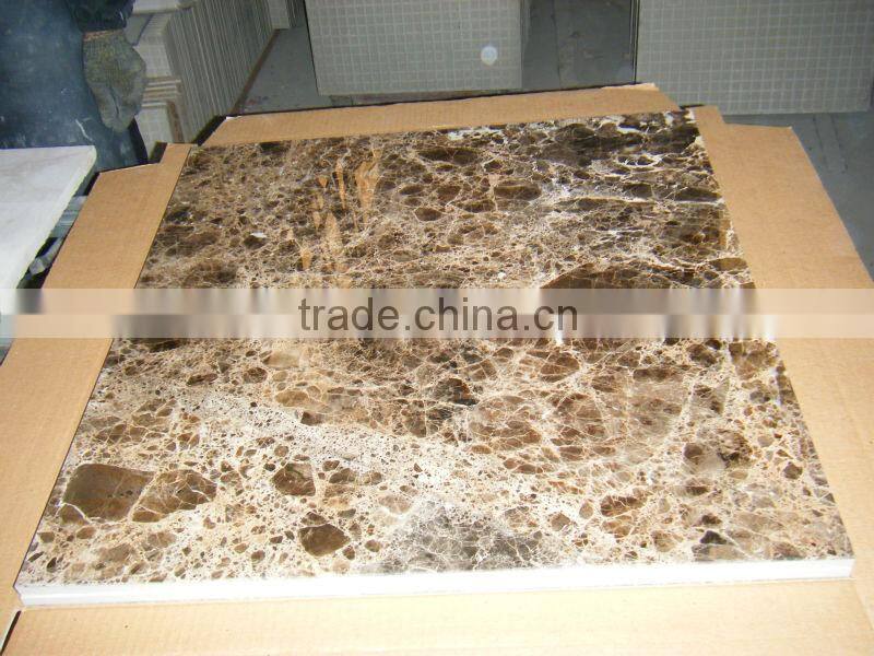 Dark emperador and ceramic composite tiles