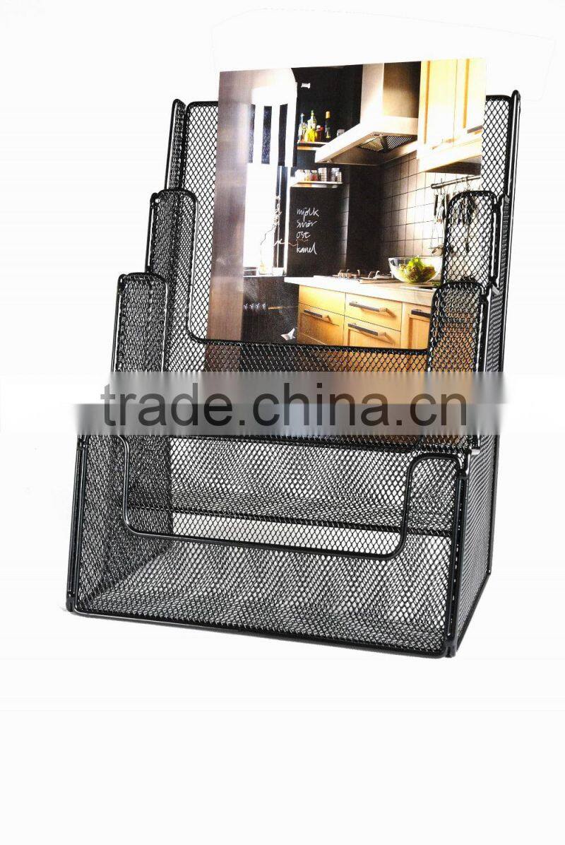metal mesh office desk 4 layer file tray