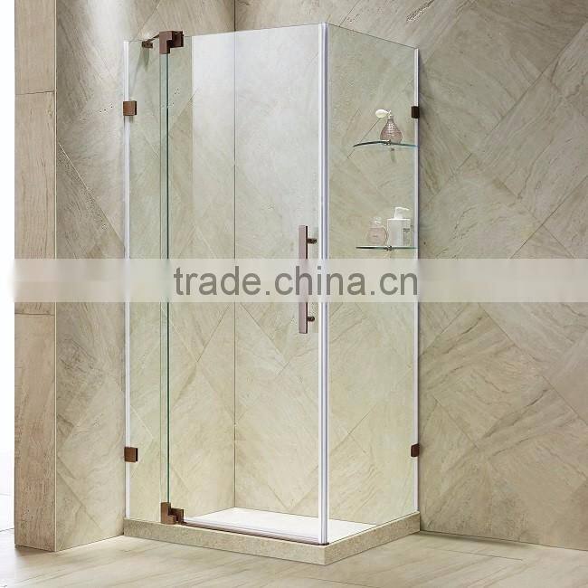 Tempered Glass Chrome Finish Frameless Cubicle Shower Enclosure with Tray