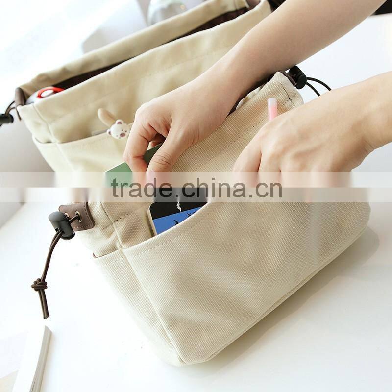 Large Capacity Canvas Bag Inside Bag Drawstring Design