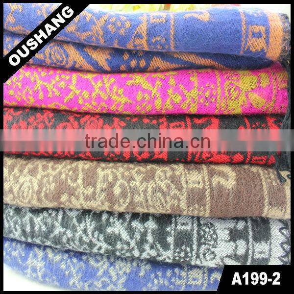 A199-2-D Coffee Square Shawl Scarves With Tassel Home Decor