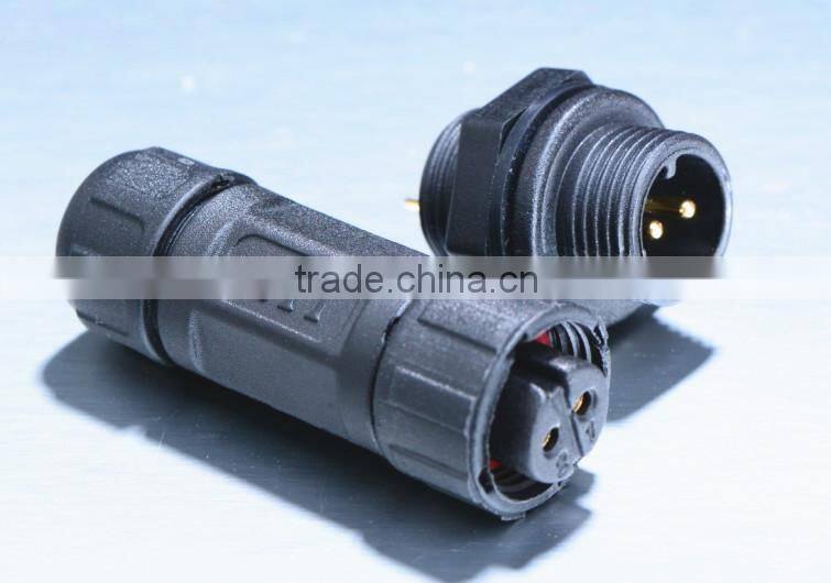 M12 2 pole rear panel mounted waterproof connector