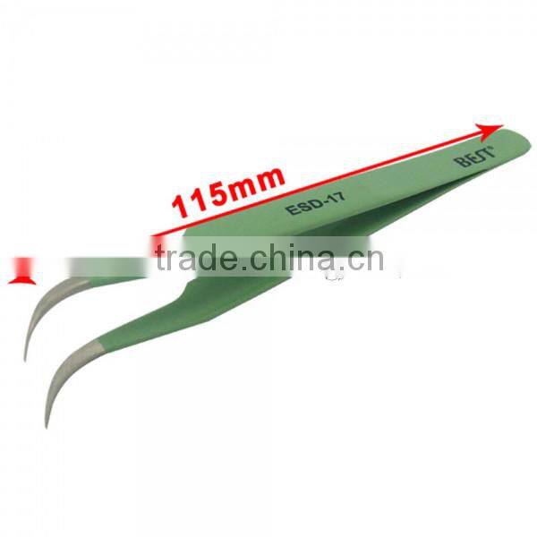 BST-EDS-17 Stainless Steel Anti-static Curved Tip Tweezers Curved Eyelash Extension Tweezers