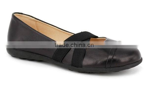 2016 High Quality OEM Buckle Black Leather School Shoes Girl with Rubber Sole