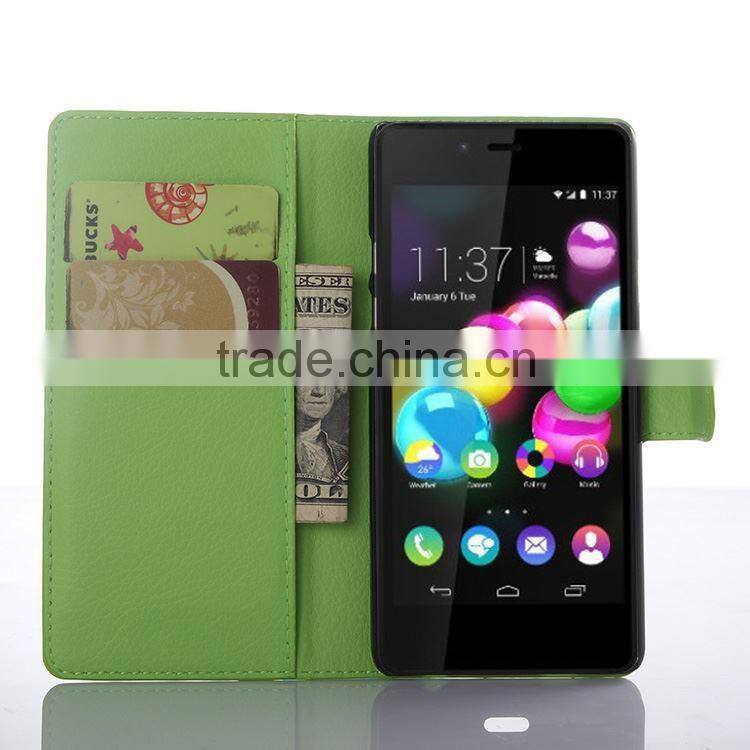 2015 Stylish Stand Wallet Lychee Leather phone cases for wiko highway pure wholesale