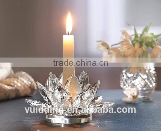 Crystal Clear Glass Lotus Flower With Candle Holder For Decoration
