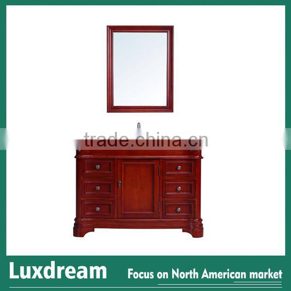 Cherry wooden stain traditional bathroom vanity with cupc wash sink