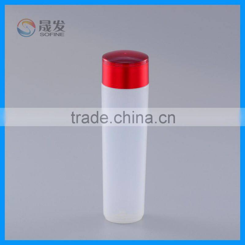Round cosmetic skin toning lotion bottle
