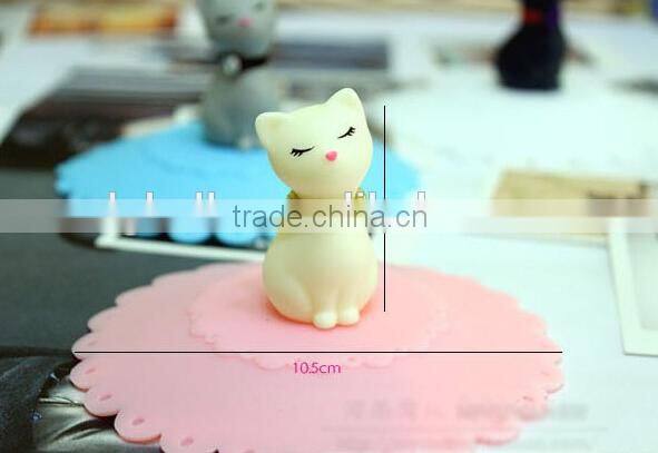 Cat Originality Leak Proof silicone Tea Cup Lid, Coffee Mug Cup Lid