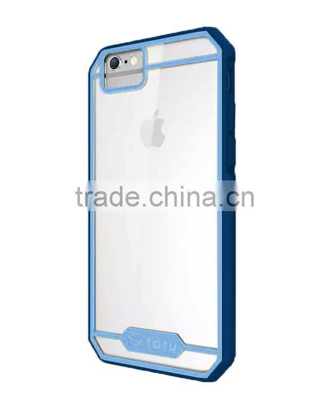 For Apple iPhone 6 Bumper Case, Fashion Hybrid Color Clear Hard Case with TPU Side Bumper Cover Case For Apple iPhone 6 4.7 5.5
