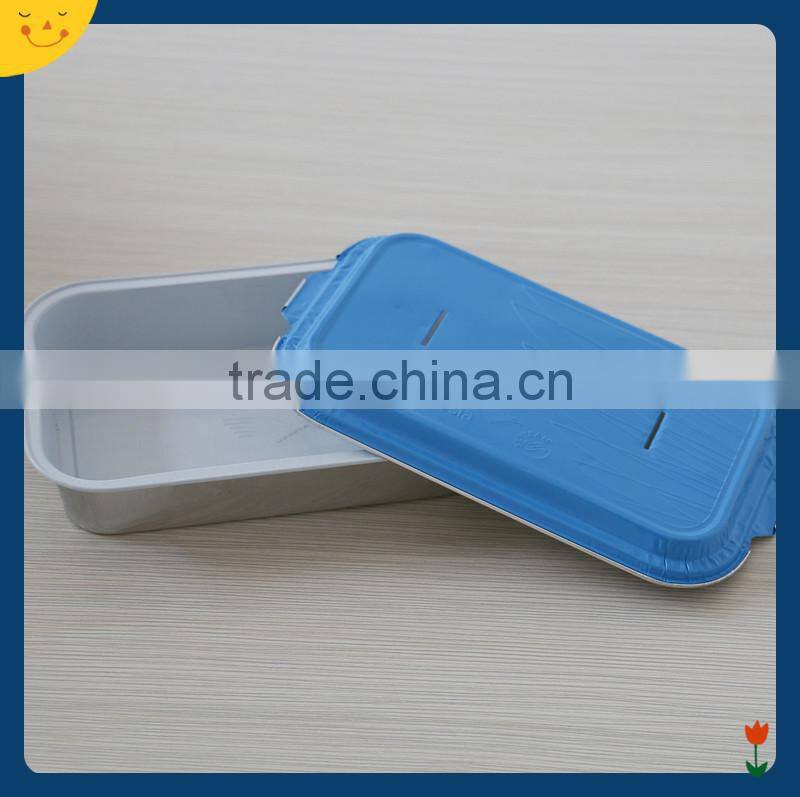 Aluminum foil airline food packing container with colorful lids