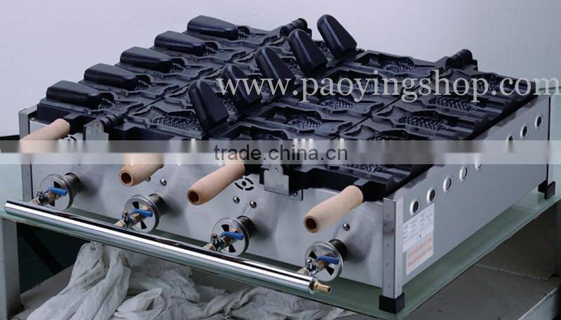 (3 in 1) 10pcs Fish Waffle Commercial Use Non-stick LPG Gas Ice Cream Taiyaki Machine + Batter Dispenser + Stuffing Scoop