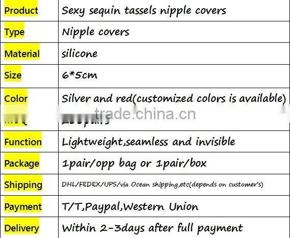 Sexy sequin tassels nipple covers