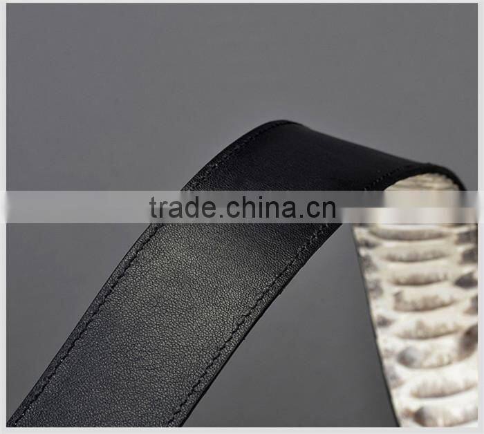 Luxury Genuine Python Snake Skin Belt for Men Black and White Stainless Steel Buckle